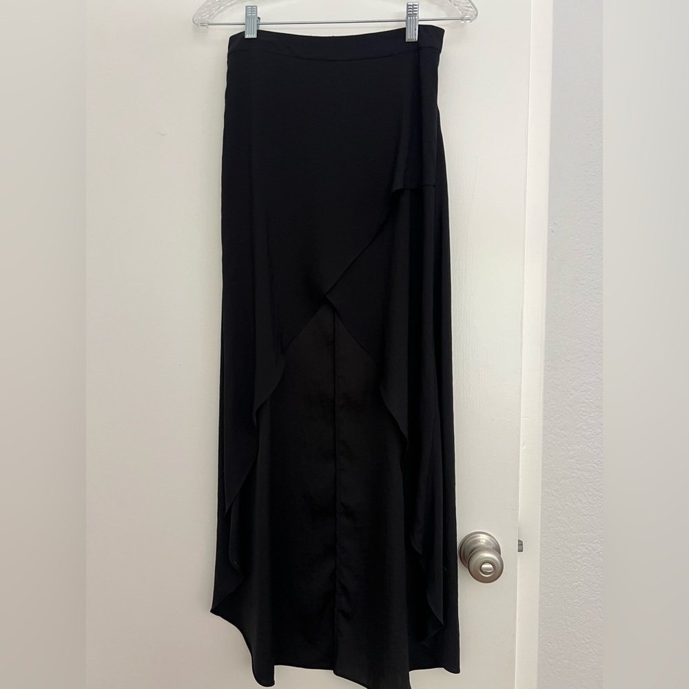 Topshop Black Asymmetrical Wrap Maxi Skirt